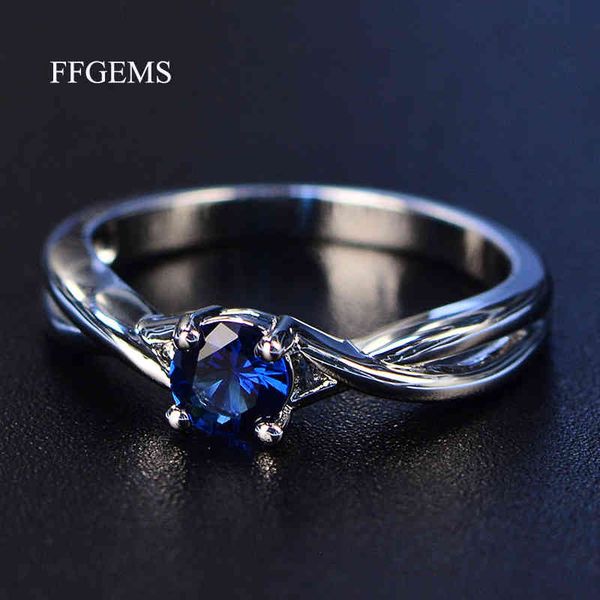 

ffgems gemstones amethyst blue sapphire ring silver 925 jewelry aquamarine for women engagement rings, Golden;silver