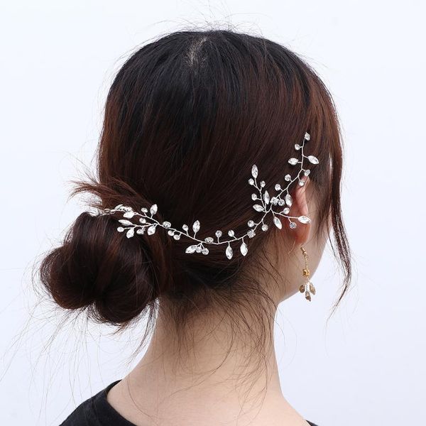 

hair accessories vine rhinestone crystal leaf headdress brial jewelry headbands hairdress wedding hairpin ornaments, Slivery;white