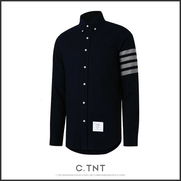 

men's casual shirts tb autumn slim shirt thom korean fashion four bar casual shirt men, White;black
