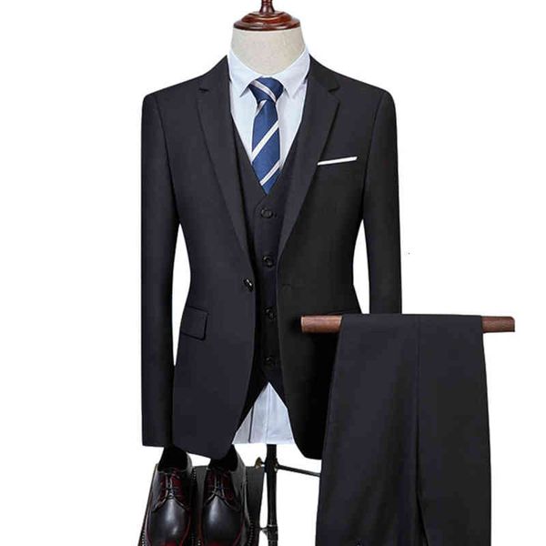 

men's suits & blazers fashion business casual suit three-piece set / male groom wedding solid color jacket coat pants vest rvvh, White;black