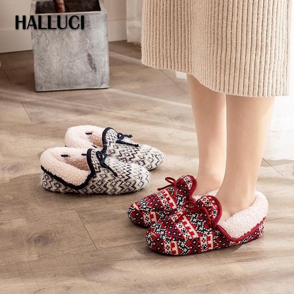 

christmas keep warm cotton slippers shoes women indoor home flats candy color rubber sole house, Black