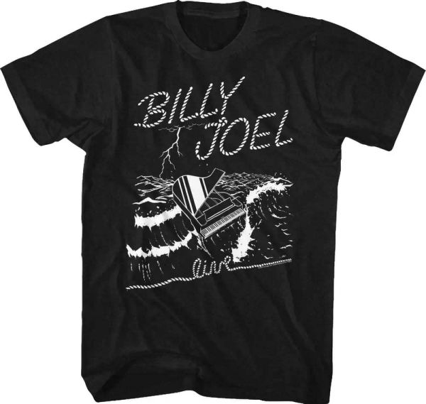 

billy joel sea piano t shirt mens licensed rock n roll music tee retro new black, White;black