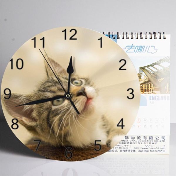 

wall clocks cats animal round 25cm decor numeral digital dial mute silent clock battery operated kitchen bedroom
