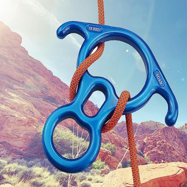 

cords, slings and webbing 50kn climbing descender aluminum rescue 8 shape gear tool for rock training aerial yoga carabiner