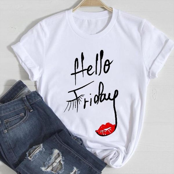 

and women fashion hello friday men t shirts print summer short sleeved o neck casual shirt wild ladies tee, White;black