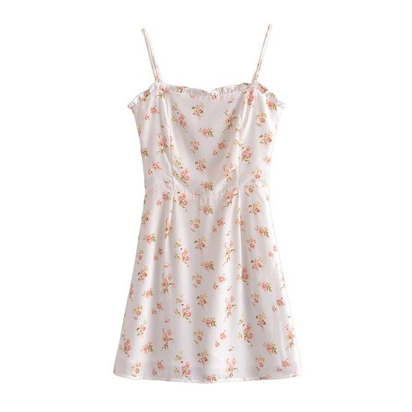 

casual dresses floral print ruffles dress women summer a-line sleeveless elegant lady streetwear 2021 female short, Black;gray