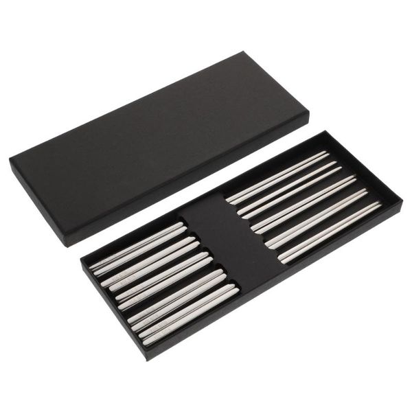

chopsticks 5 pairs durable stainless non-slips reusable (silver)