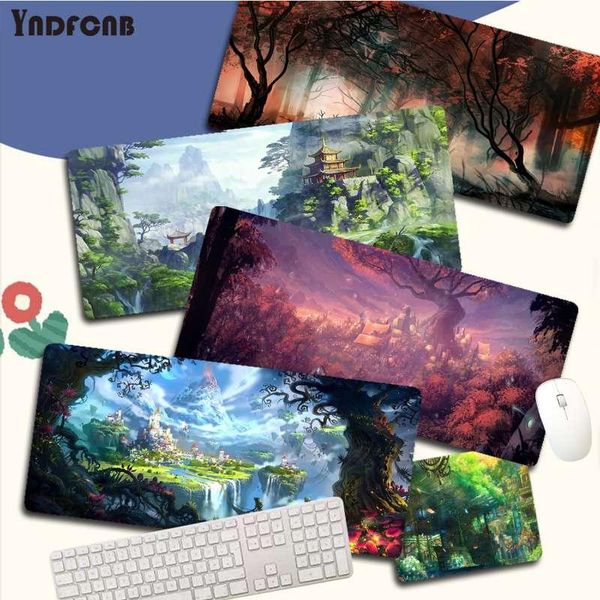 

mouse pads & wrist rests anime fantasy town tree non slip pc office mice gamer soft pad size for l xl game customized cs go pubg