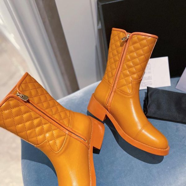 

boots 2021 woman shoes autumn winter designer lasdies fashion diamond pattern mid-calf high quality, Black