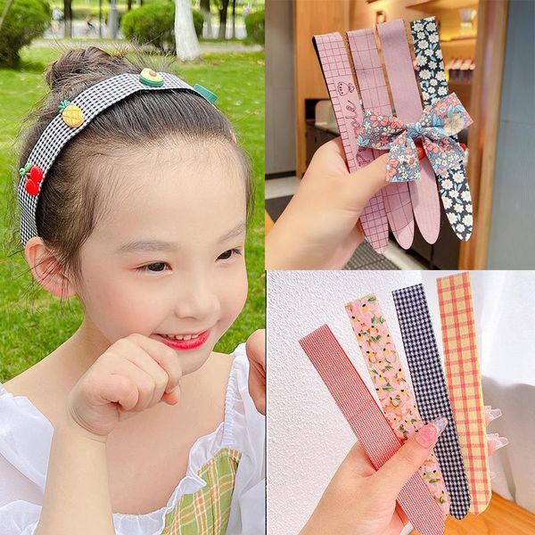 

hair accessories girl's baby print hairband floral bow headhand hairpin sweet cartoon children's bangs women set ornament, Slivery;white