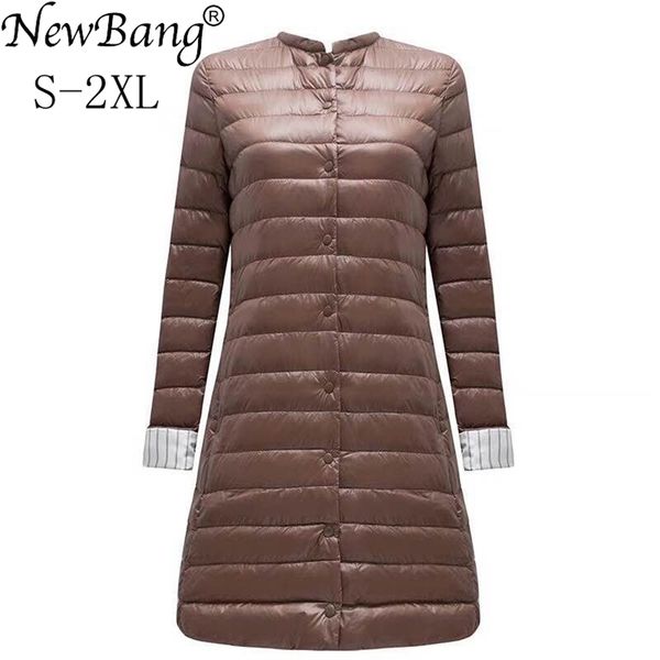 

bang ultra light down jacket women portable female winter long feather slim parkas stand collar womens s 211008, Black