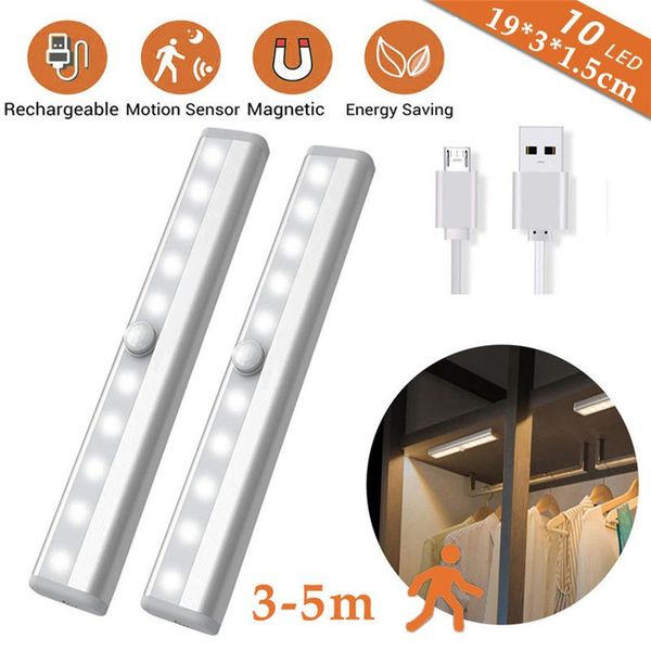 

under cabinet light usb rechargeable motion sensor closet lights wireless magnetic led night strip stairs kitchen