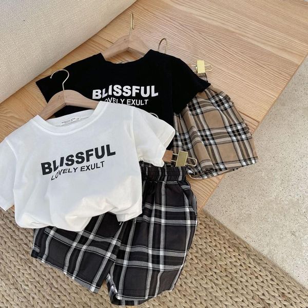 

clothing sets kids clothes summer suit children fashion boys girls letter t-shirt shorts 2pcstoddler casual tracksuits, White