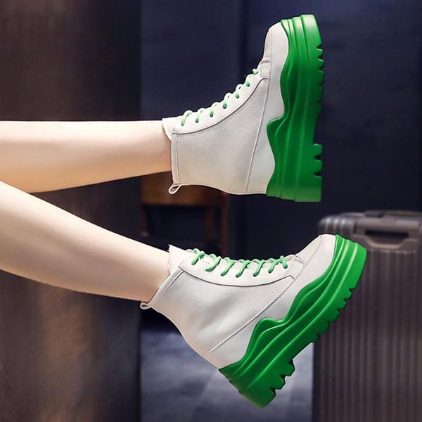 

boots height increasing high sneakers dropship canvas chunky platform botines mujer autumn casual lace up ankle for women, Black