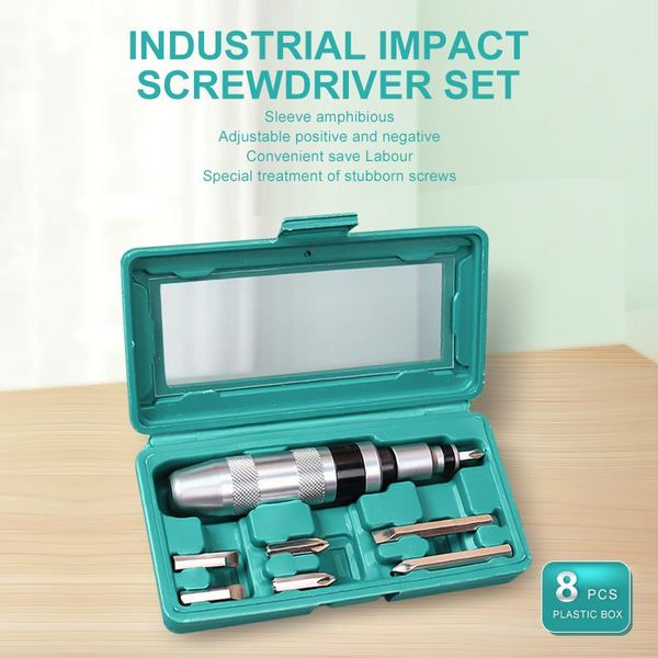 

8pcs multi-purpose heavy duty impact screwdriver set screw driver chisel bits tools socket kit with case flat & philli professional ha hand