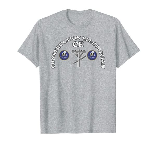 

navy seabee construction electrician rating badge t-shirt, White;black