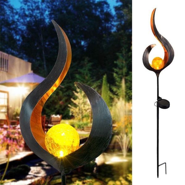 

solar lamps led flame light waterproof ip55 retro iron garden lawn lamp outdoor landscape decor lighting sun moon angle