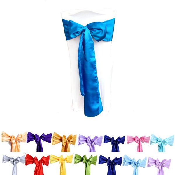 

sashes 50/100pcs wedding satin chair party chairs bands knot cover decoration bow for banquet 15 x 275cm