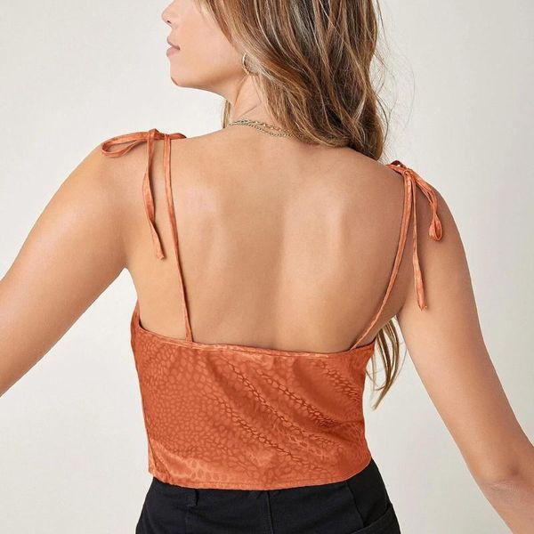 

women's tanks & camis leopard satin womens bandage femme v-neck camisole deep v clothing y2k sleeveless crop backless summer, White