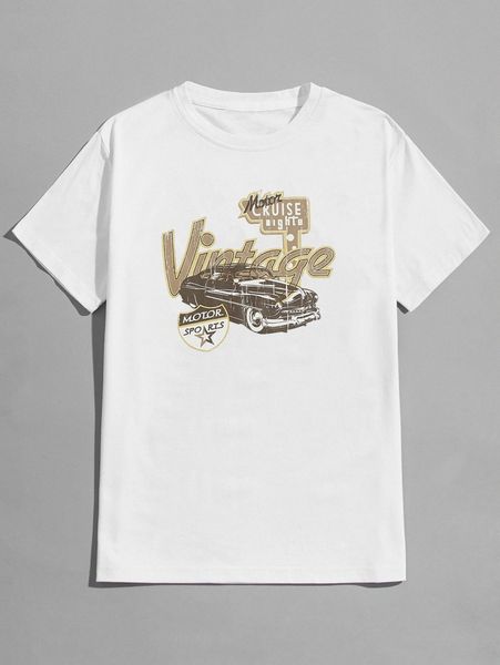 

romwe guys letter car graphic tee a3cn#, White;black