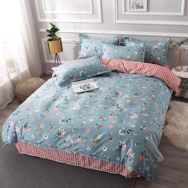 

bedding sets 2021 flowers floral quilt cover pillowcase bed sheets blue duvet twin full  king girls bedclothes