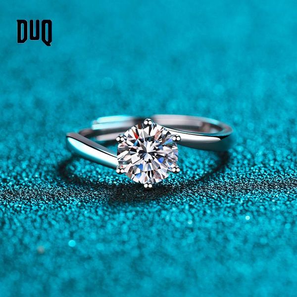 

cluster rings duq s925 silver flower-shaped torsion arm moissanite ring round 1/2ct d color twisted charm engagement adjustable wedding, Golden;silver