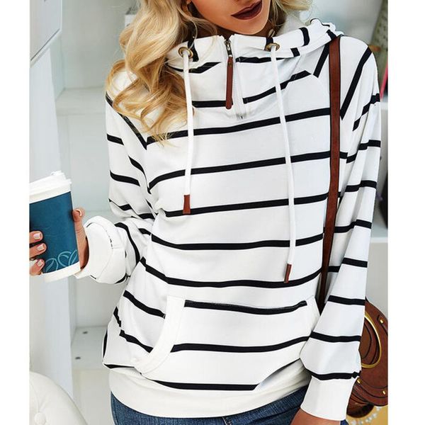 

women's hoodies & sweatshirts women hoodie winter cloth pocket crop workout casual long sleeve turtleneck hooded blouse, Black