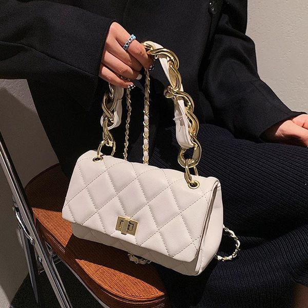 

evening bags thick chain designer handbags women quilted small pu leather crossbody shoulder bag female fashion travel tote