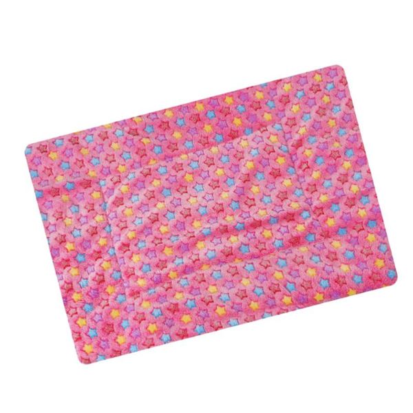 

warm pets blanket winter thicken dog double-side cushion pet flannel pad (star, pink, size s) kennels & pens