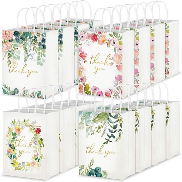 

gift wrap 4pcs kraft paper bags floral design small white party favor for wedding birthday favors