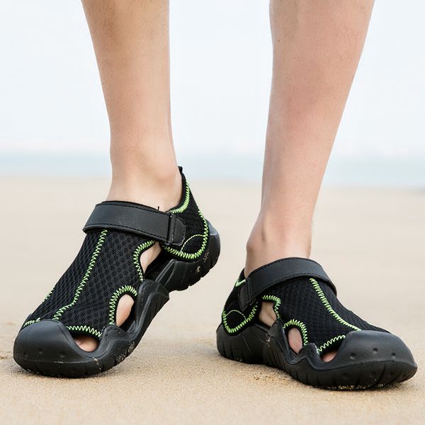 

summer 2021 large size mens womens sandals shoes outdoor hiking climbing water sports upstream trainer sandal beach shoe code 37ld-x18, Black