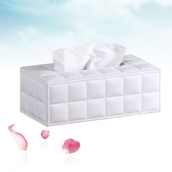 

tissue boxes & napkins simple pu box rectangle paper towel holder desknapkin storage container for home office (size l, white)
