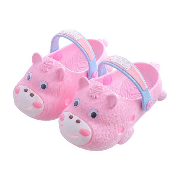 Bebé meninos meninas sandálias chinelos furo de verão toddler crianças sapatos cute carroon ao ar livre crianças slides cor-de-rosa portátil antiskid 210713