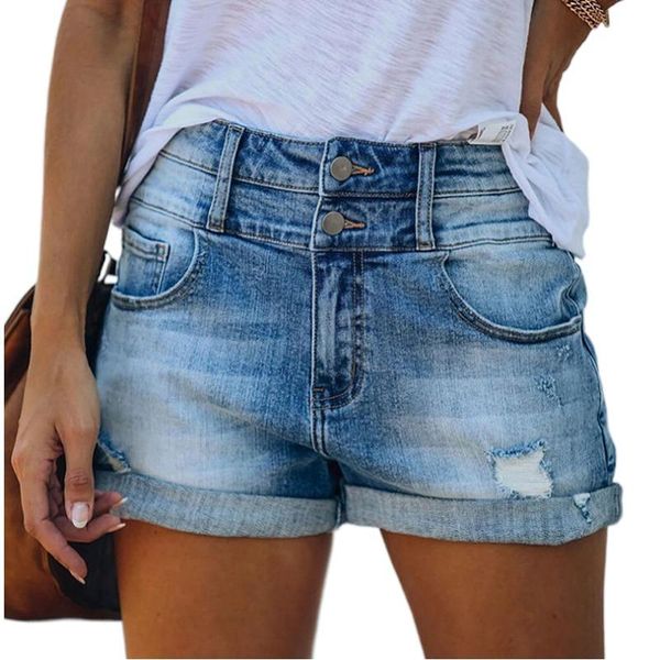 

women's shorts denim summer women botton high waist jean fashion ripped straight leg light blue causal female, White;black