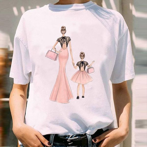 

graphic 90s casual sweet mom womens t shirts mama mother cartoon spring summer fashion print female clothes tees shirt, White