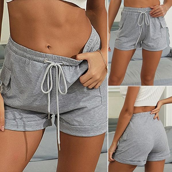 

running shorts women's elastic waist home loose casual with pocket, Black;blue