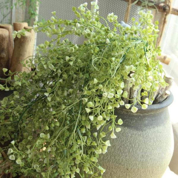 

1pc artificial leaf plastic plants hanging garland vine fake foliage for wedding valentine's day home wall decoration 50p decorative fl