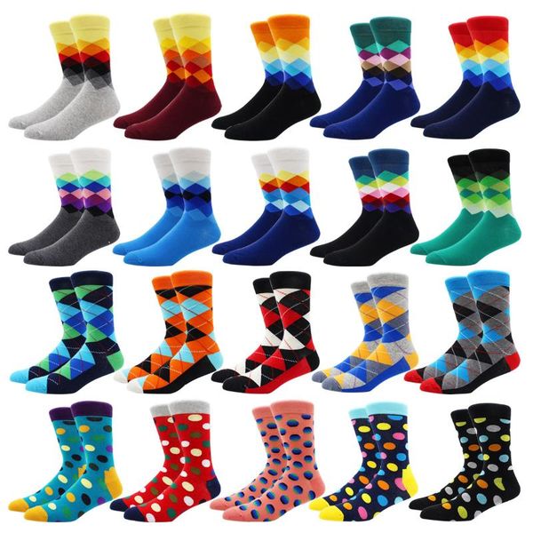 

men's socks 6 pairs men and women cotton casual personality design funny streetwear happy big size crew 54 colors, Black