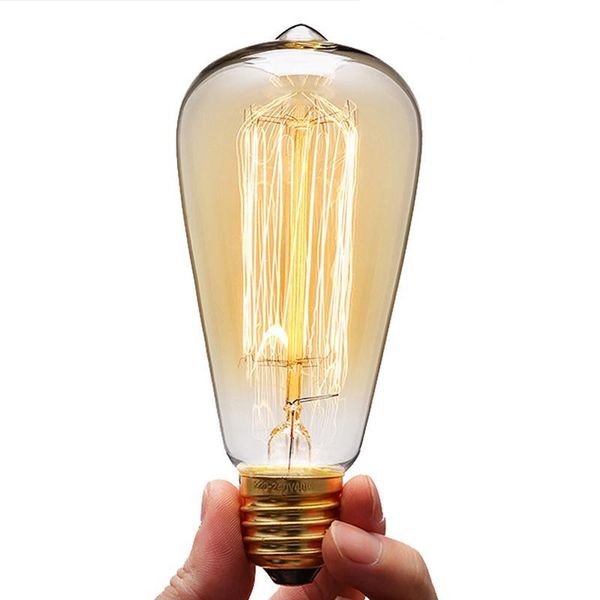 

bulbs retro filament led bulb st64 40w e27 220v dimmable edison lamp warm yellow light