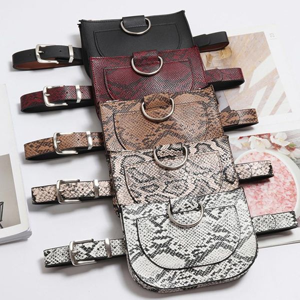 

fashion women retro leopard serpentine vintage leather messenger bag crossbody bags waist fanny packs