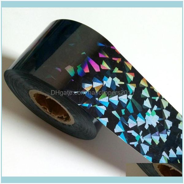 

art salon health & beauty120m/roll holographic nail sticker holo broken glass transfer foil for design full er decals tip manicure tools sti, Black