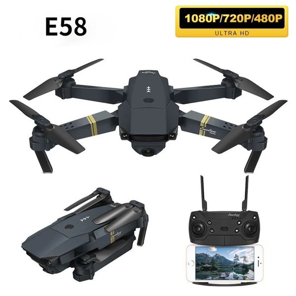 E58 Drone 4K PRESSESALION WiFi FPV с широкоугольным HD 4K / 1080P / 720P / 480P Camera Hamight Mode Host складной ARM RC Quadcopter RTF Drone