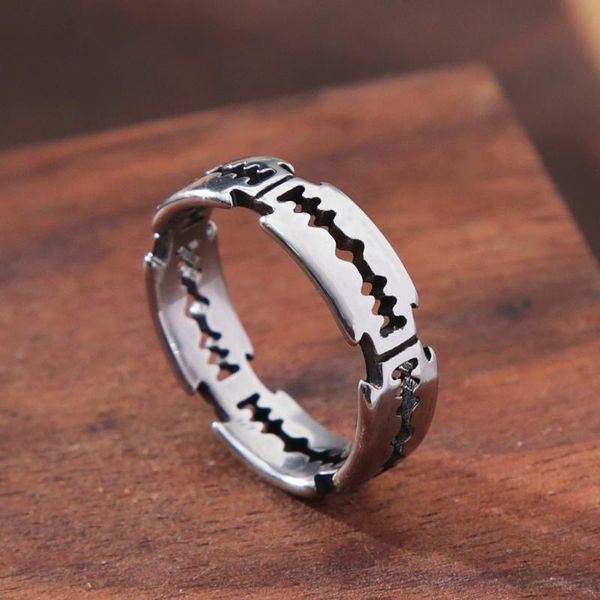 

cluster rings korean version of simple razor blade ring men punk hip hop stainless steel couple for women fashion jewelry gifts, Golden;silver