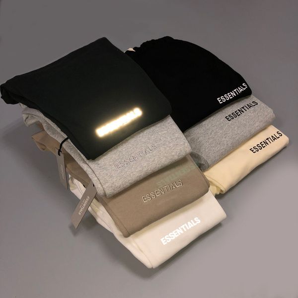 

men's pants reflective sweatpants joggers brown gray embroidery essentials men women 1:1 trousers 3dk8, Black