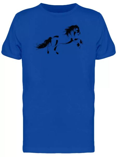 

running horse sumi--e tee men's -image by shutterstock, White;black