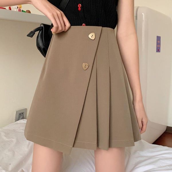

skirts half-length skirt women spring 2021 irregular high-waist pleated short summer mini, Black