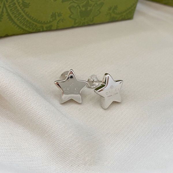 

design ancient five pointed star letter pattern s925 silver fashion trend simple women's valentine's day gift earrings, Golden