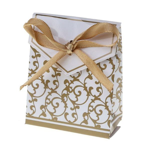 Geschenkpapier 2021 1 STÜCK Goldene Zeit Seidenband Tasche Papier Hochzeitsgeschenk Pralinenschachtel