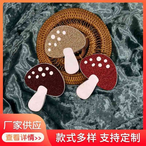 

Christmas / cartoon mushroom decoration gold pink paper Pendant