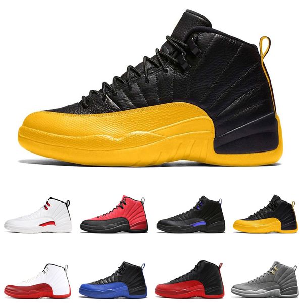 

12 men 12s utility jumpman basketball shoes twist reverse flu university gold game royal mens trainers sport sneakers